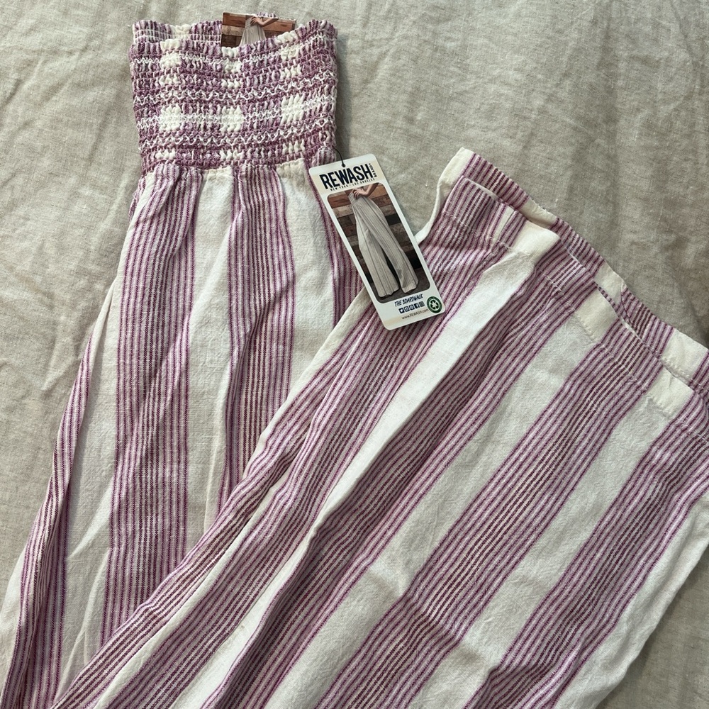 Rewash Purple and White Striped Wide Leg Pants